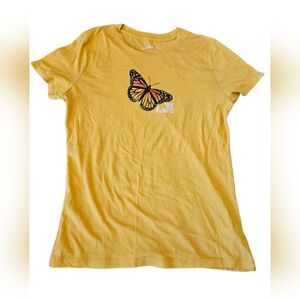 Aeropostale Mustard Yellow Butterfly Classic Crew Tee
